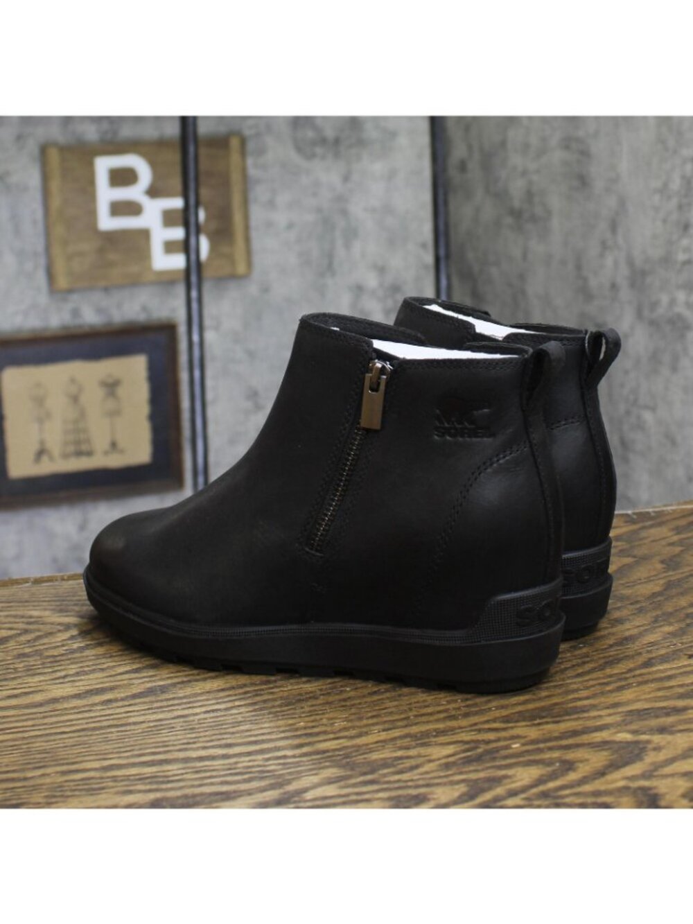 NWT Sorel Womens Evie II Zip Wedge Ankle Boot 2056371 Black / Black 8.5M - Picture 9 of 16